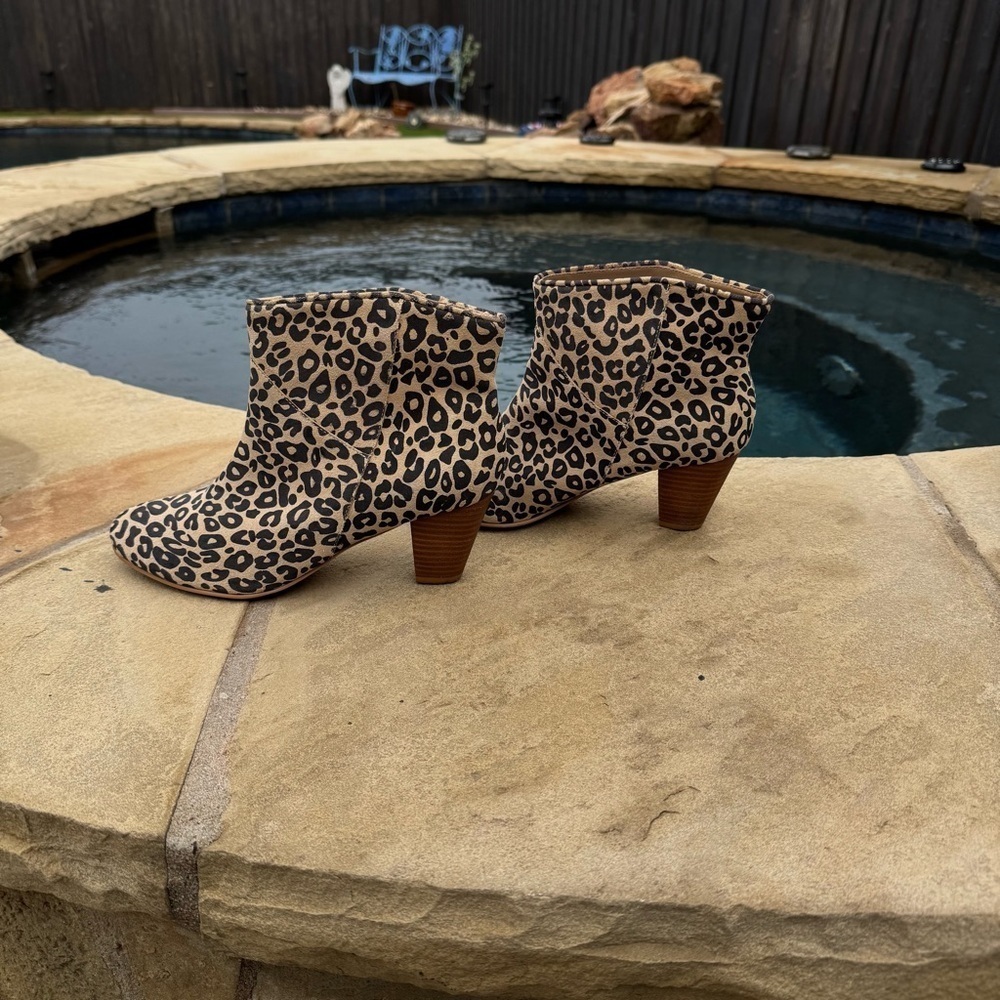 Mia Limited Edition Leopard Print Ankle Booties with Chunky Heel 8.5